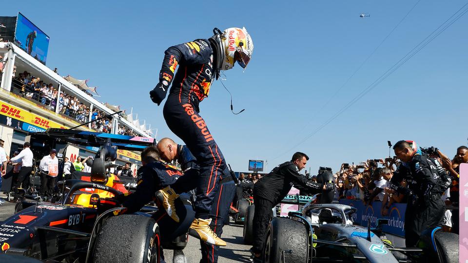 The 24-year-old Dutchman drove with flawless control in the searing heat to guide his Red Bull home 10.587 seconds ahead of Mercedes' Hamilton.