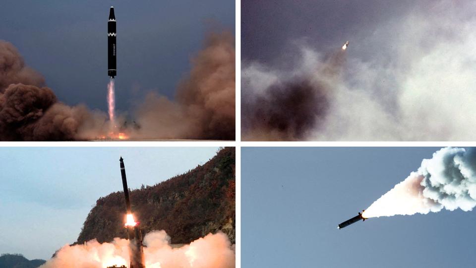 North Korea has launched a flurry of missiles after US and South Korean warplanes participated in large-scale joint air drills.