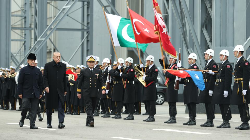 President Recep Tayyip Erdogan, Prime Minister Shehbaz Sharif inaugurate 3rd of 4th MILGEM corvette ships at Istanbul Shipyard.