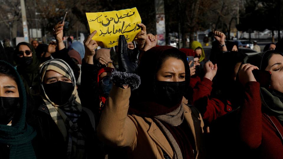 The ban on higher education triggered protests by Afghan women.