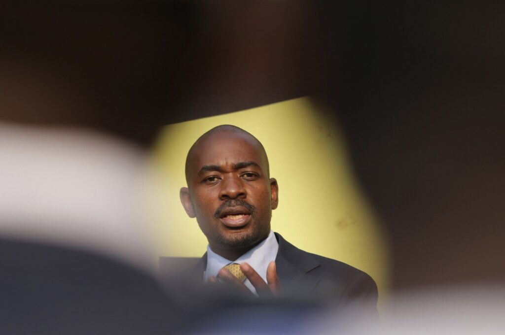 Citizens Coalition for Change (CCC) leader Nelson Chamisa speaks during a press conference in Harare, Zimbabwe, Aug. 27, 2023. (EPA Photo)