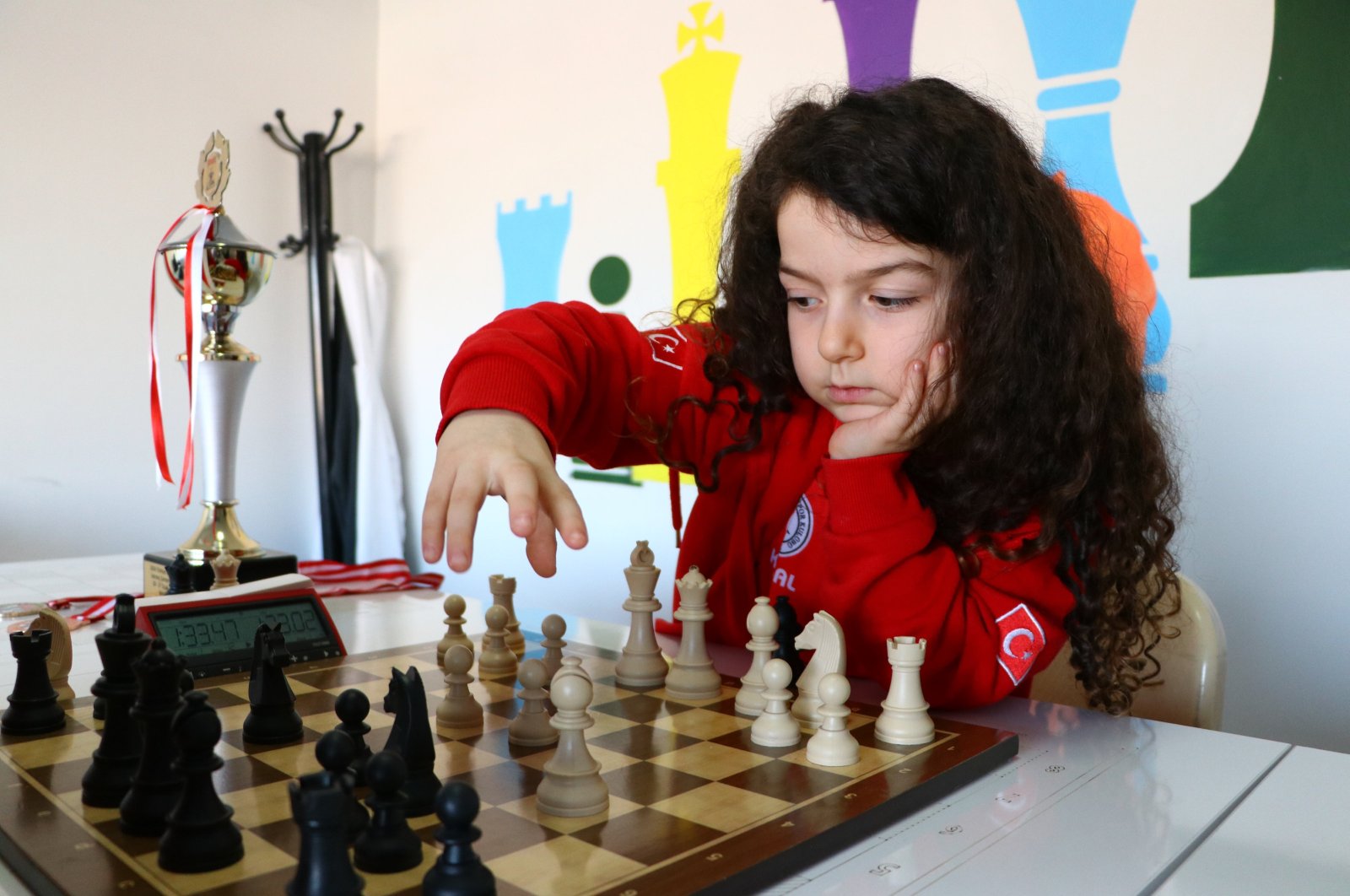 Türkiye's Kumsal Işlek trains ahead of the European Schools Chess Championship, Tekirdağ, Türkiye, Feb. 22, 2024. (AA Photo)