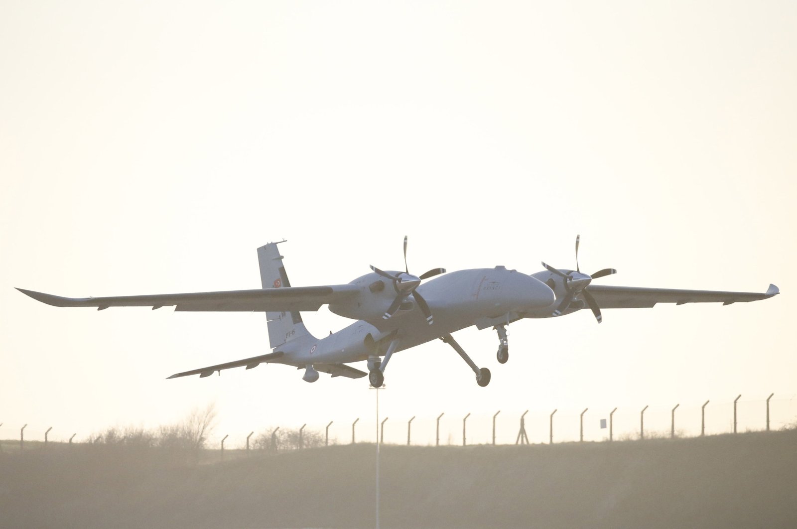Bayraktar Akıncı C takes off for a flight test in Tekirdağ's Çorlu district, Türkiye, Feb. 24, 2024. (AA Photo)
