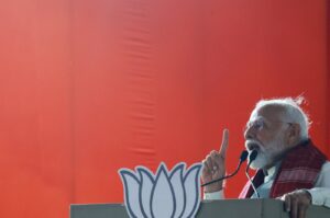 India's Prime Minister Narendra Modi delivers a speech in Bengaluru, Karnataka, India, April 20, 2024. (Reuters Photo)