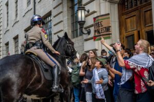 Mounted police face demonstrators protesting Israel's war on Gaza at the University of Texas at Austin, Austin, Texas, U.S., April 24, 2024. (AFP Photo)
