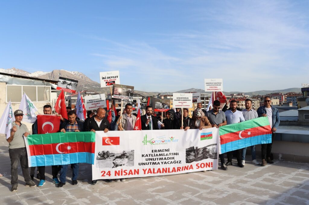 People protest what they call Armenian "genocide lies" in Van, eastern Türkiye, April 24, 2024. (İHA Photo)