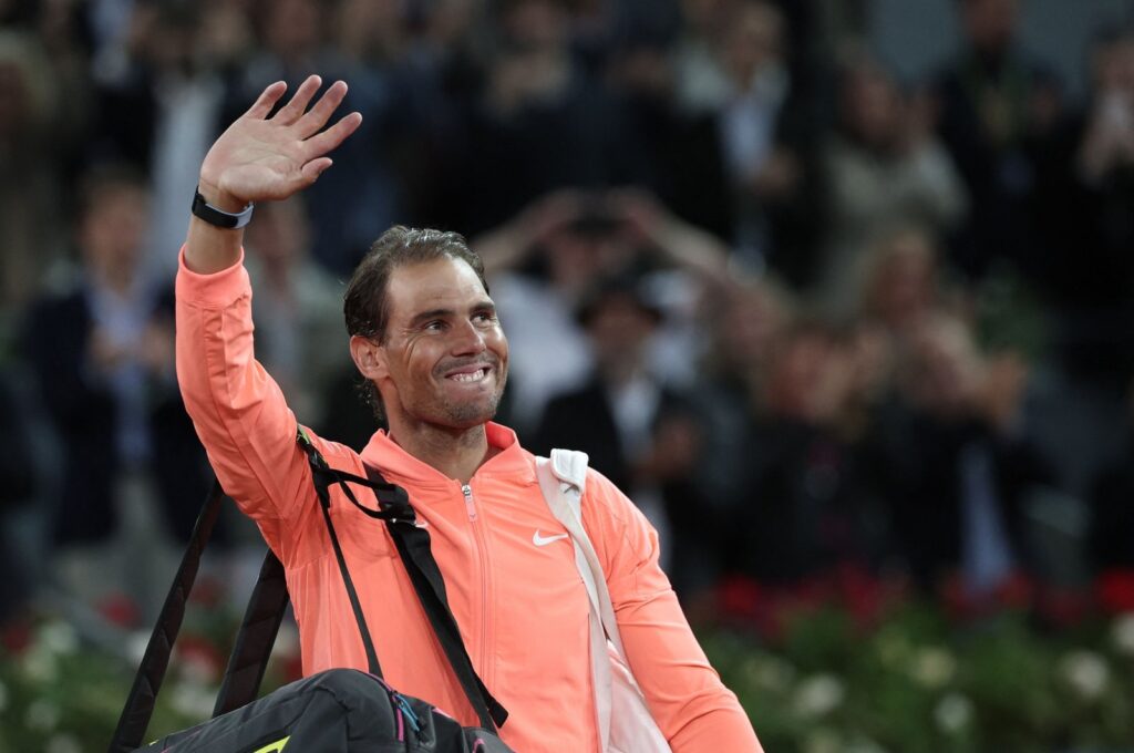 Spain's Rafael Nadal gestures after losing against Czech Republic's Jiri Lehecka during the 2024 ATP Tour Madrid Open round of 16 match at Caja Magica, Madrid, Spain, April 30, 2024. (AFP Photo)