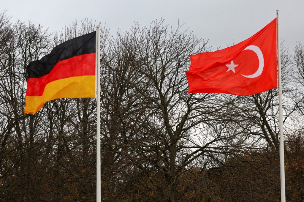 Flags of Germany and Türkiye flutter on the day of President Recep Tayyip Erdogan and German President Frank-Walter Steinmeier's meeting at Bellevue Castle, Berlin, Germany, Nov. 17, 2023. (Reuters Photo)