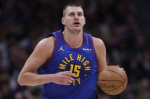 Denver Nuggets' Nikola Jokic brings the ball down the court against the Minnesota Timberwolves in the first quarter during Game One of the Western Conference Second Round Playoffs at Ball Arena, Denver, U.S., May 4, 2024. (AFP Photo)