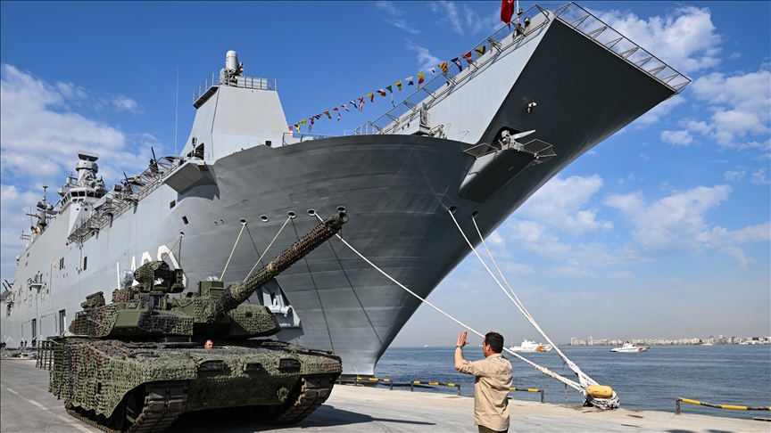 Turkish warship TCG Anadolu opens to visitors in Aegean Izmir city